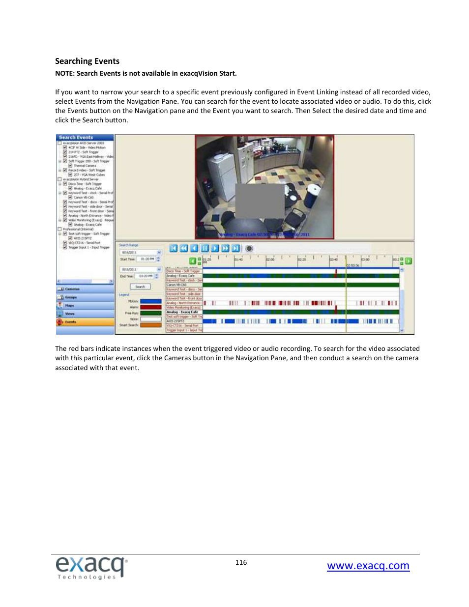 Searching events | Exacq exacqVision Pro User Manual User Manual | Page 116 / 134