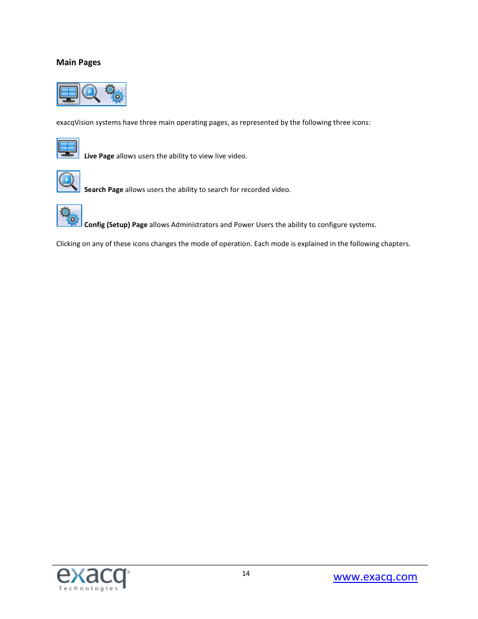 Exacq exacqVision Pro User Manual User Manual | Page 14 / 134