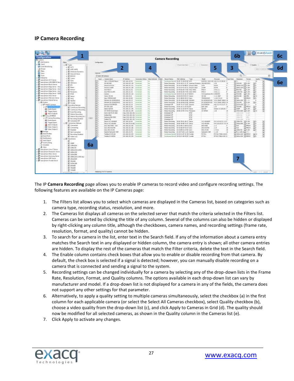 Ip camera recording | Exacq exacqVision Pro User Manual User Manual | Page 27 / 134