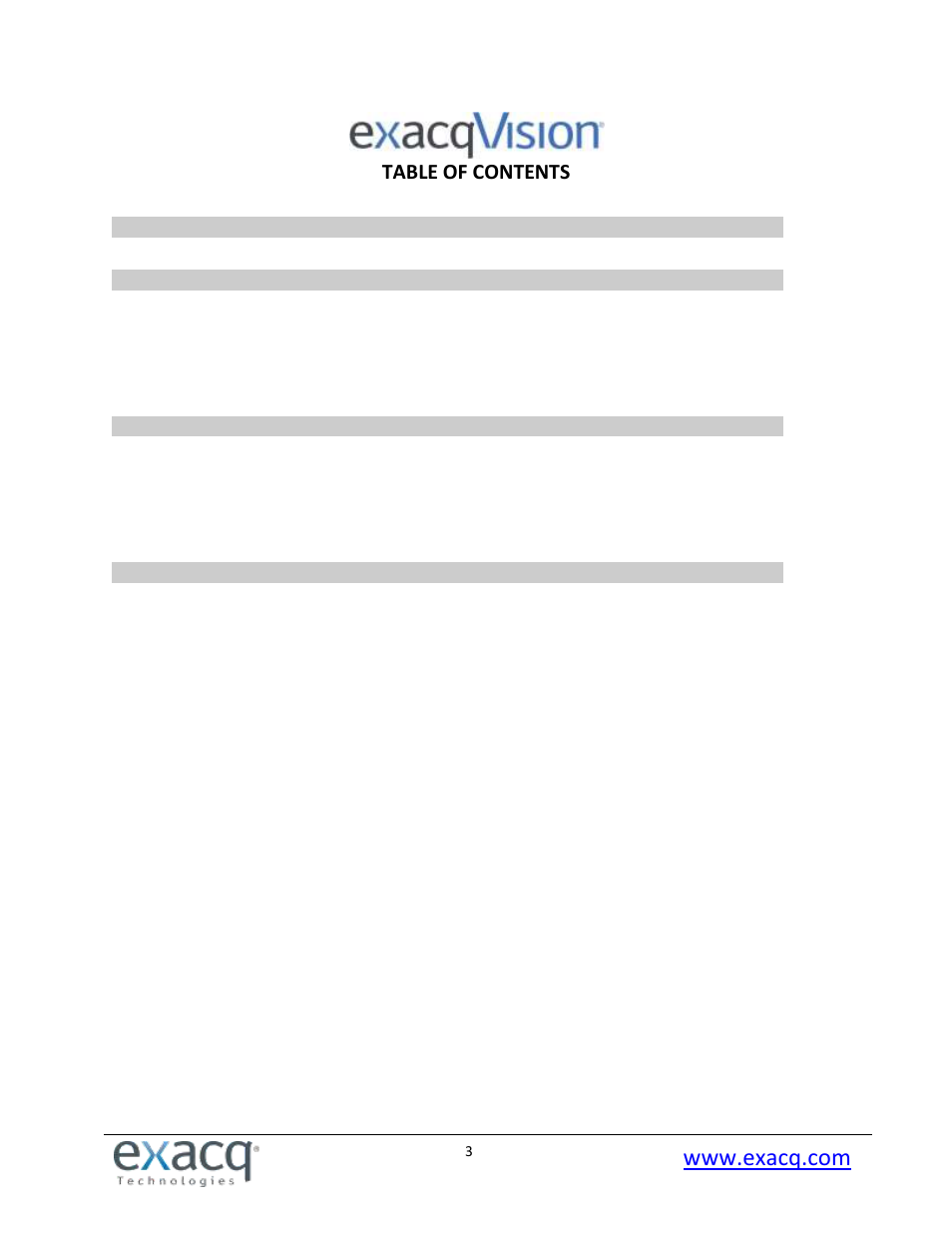 Exacq exacqVision Pro User Manual User Manual | Page 3 / 134
