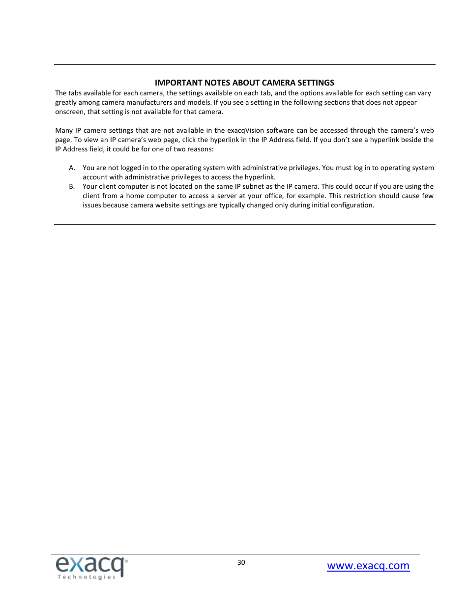 Exacq exacqVision Pro User Manual User Manual | Page 30 / 134