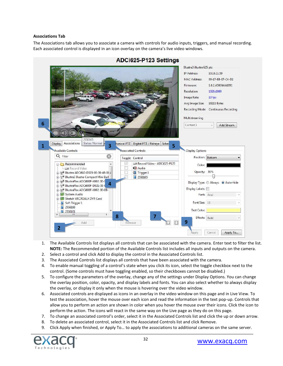 Associations tab | Exacq exacqVision Pro User Manual User Manual | Page 32 / 134