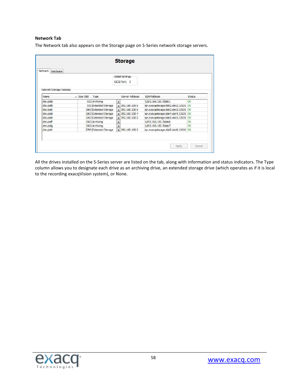 Network tab | Exacq exacqVision Pro User Manual User Manual | Page 58 / 134