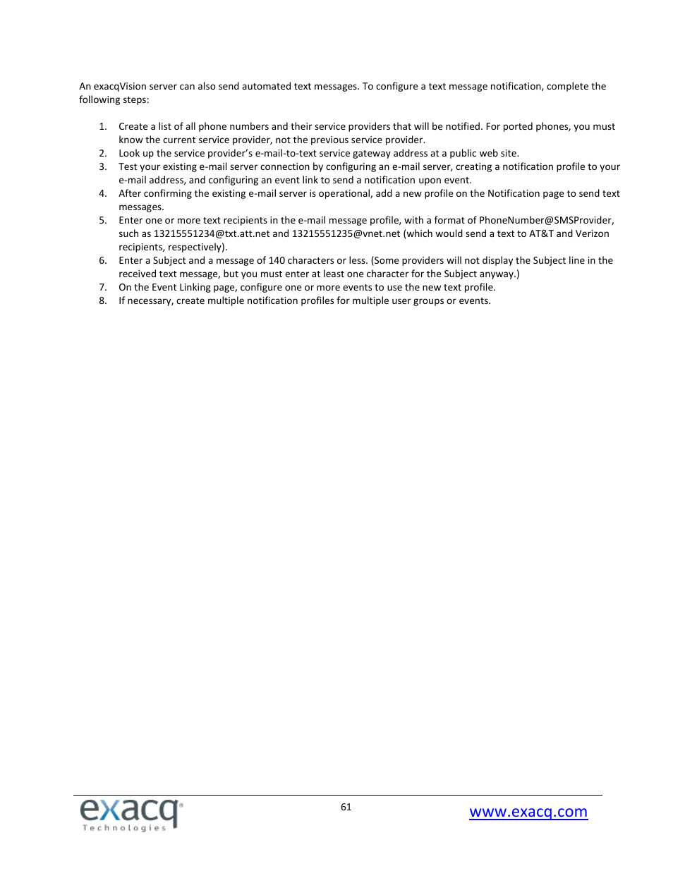 Exacq exacqVision Pro User Manual User Manual | Page 61 / 134