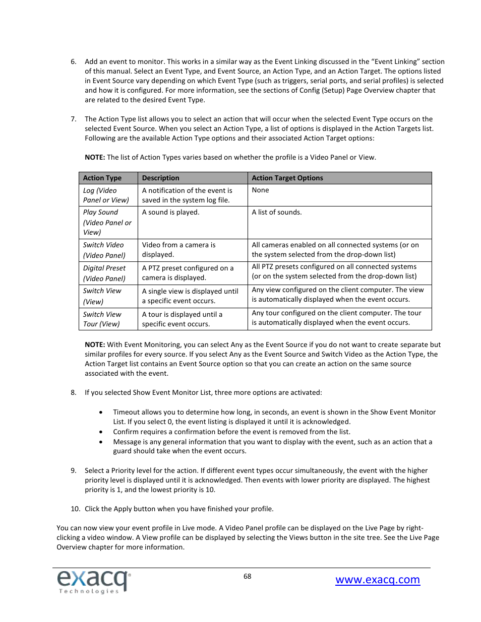 Exacq exacqVision Pro User Manual User Manual | Page 68 / 134