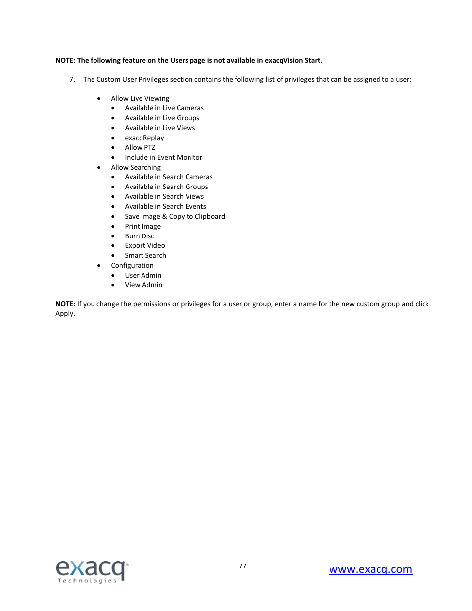 Exacq exacqVision Pro User Manual User Manual | Page 77 / 134