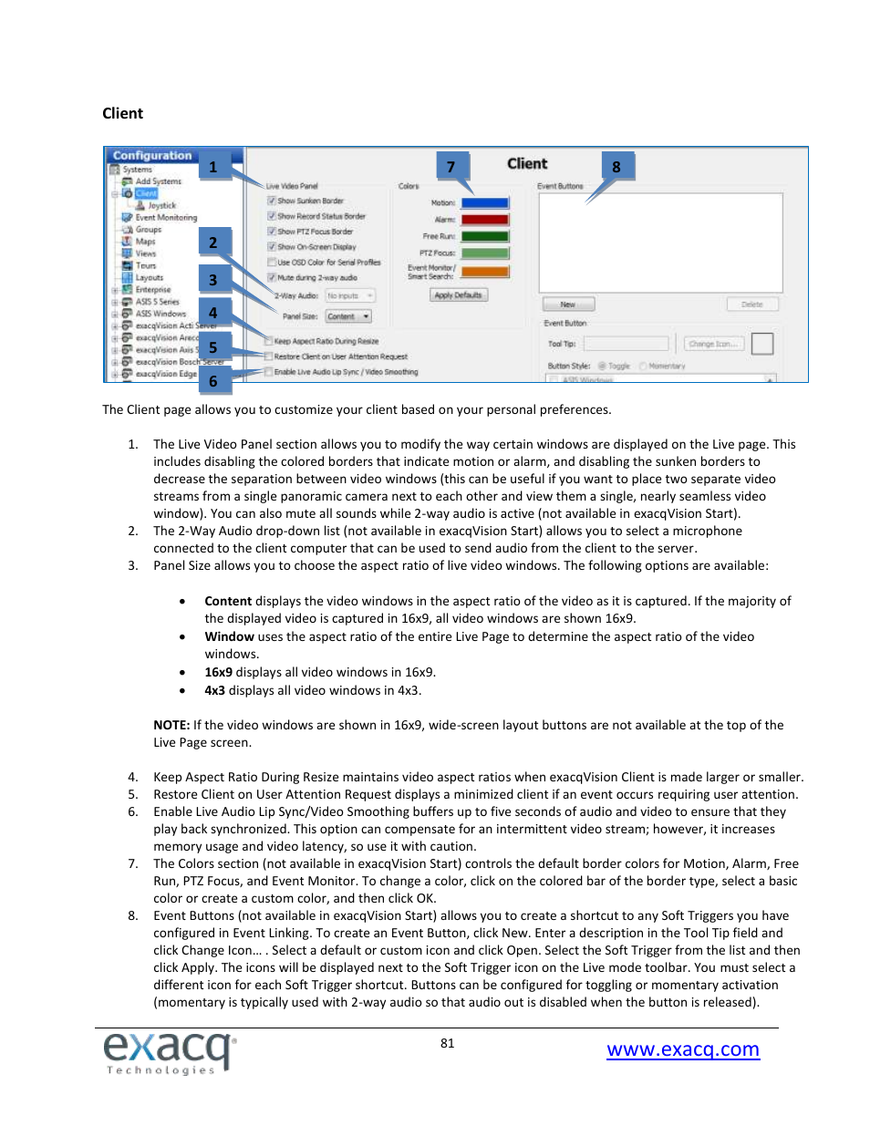 Client | Exacq exacqVision Pro User Manual User Manual | Page 81 / 134