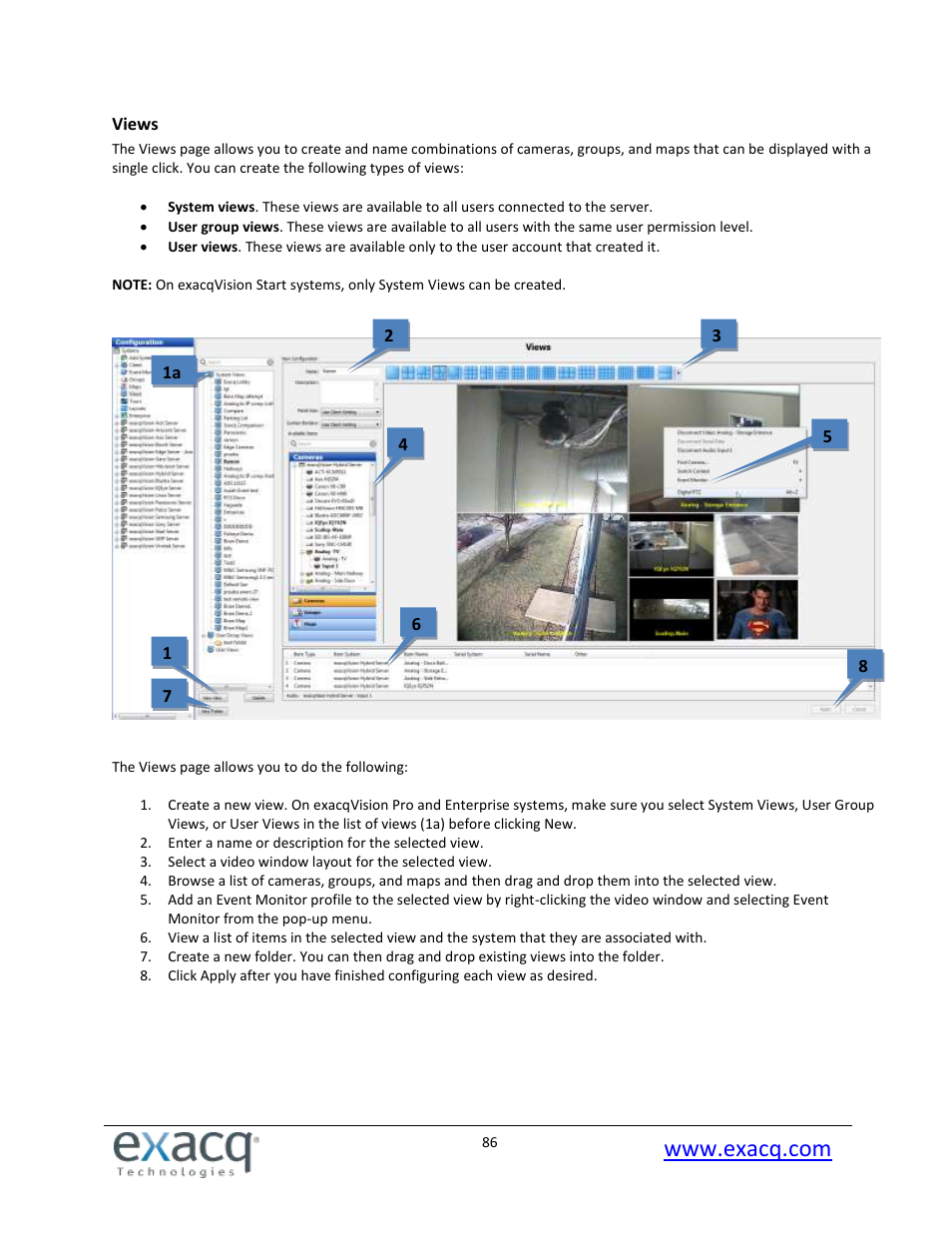 Views | Exacq exacqVision Pro User Manual User Manual | Page 86 / 134