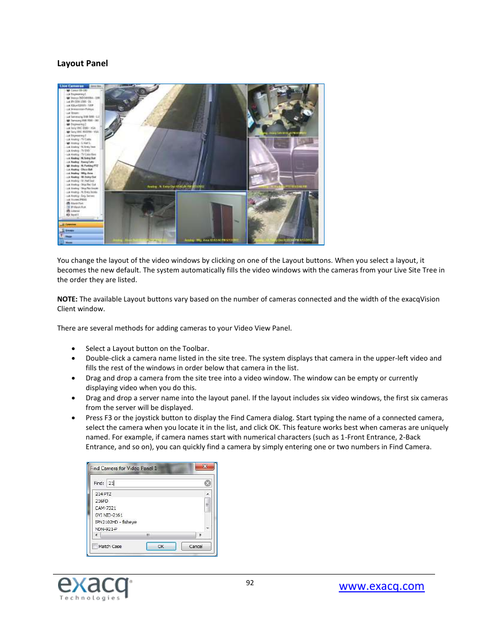 Layout panel | Exacq exacqVision Pro User Manual User Manual | Page 92 / 134