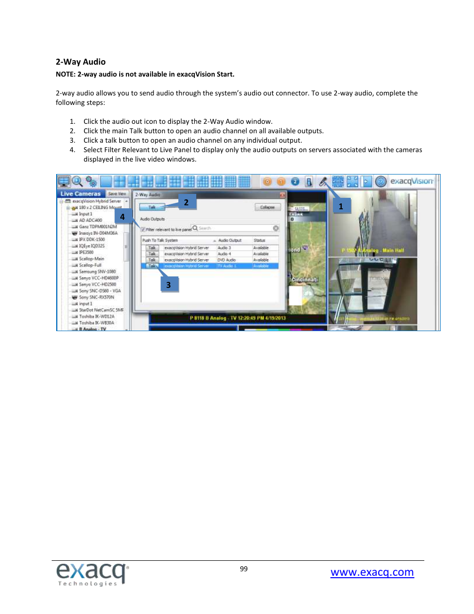 Way audio | Exacq exacqVision Pro User Manual User Manual | Page 99 / 134