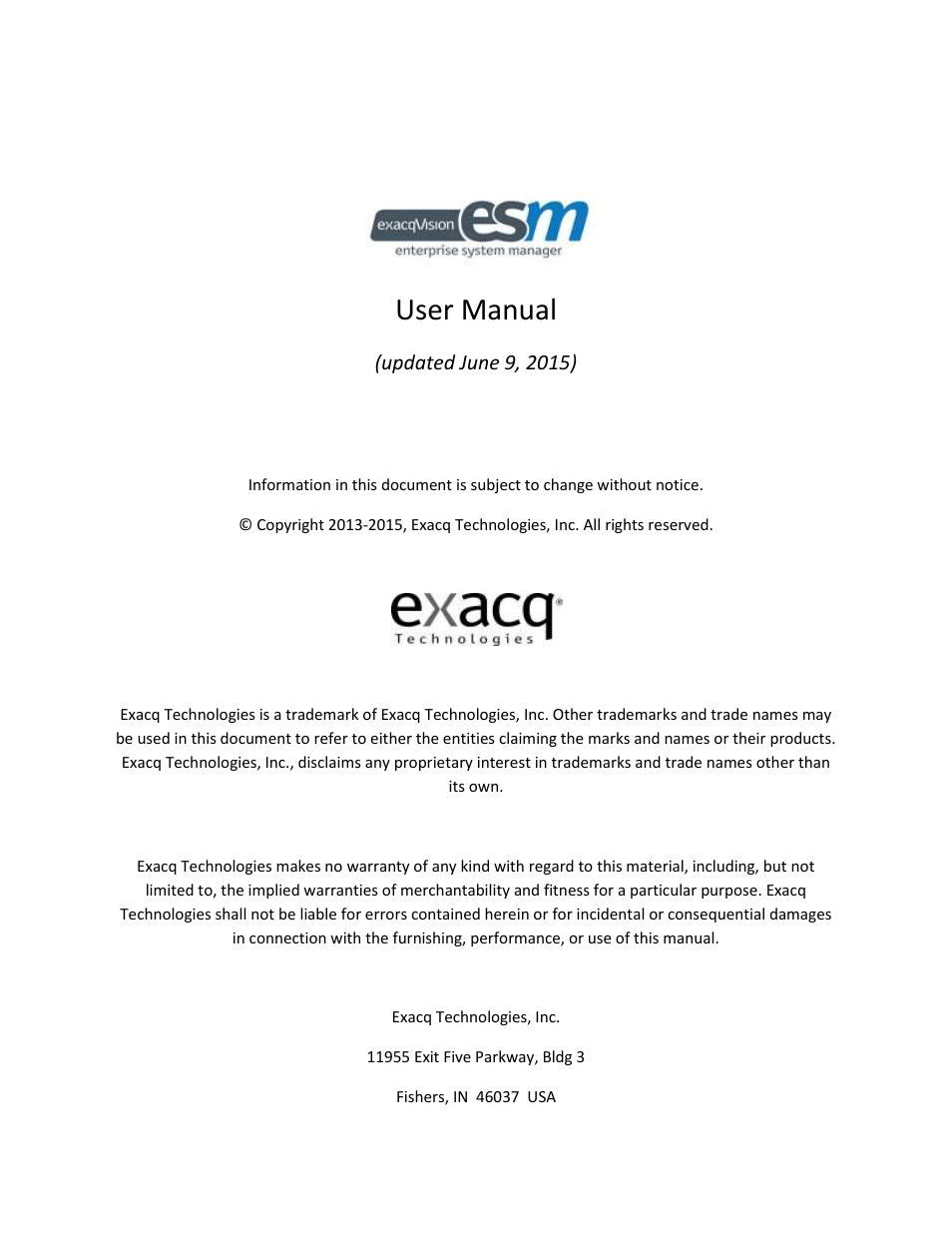 Exacq Enterprise System Manager User Manual User Manual | 37 pages