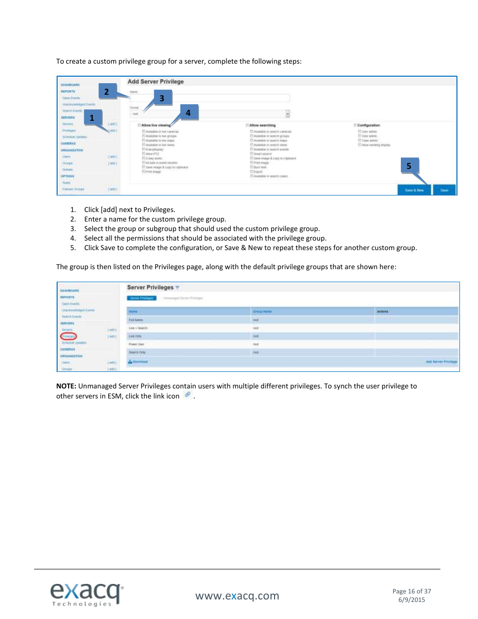 Exacq Enterprise System Manager User Manual User Manual | Page 16 / 37