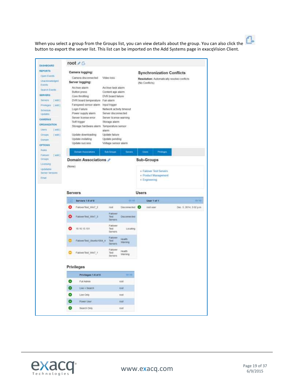 Exacq Enterprise System Manager User Manual User Manual | Page 19 / 37