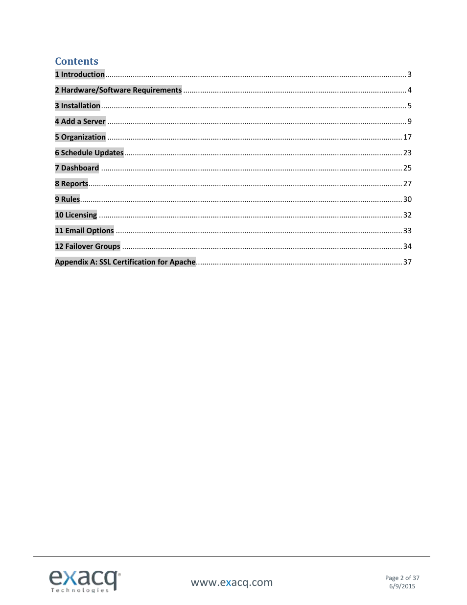 Exacq Enterprise System Manager User Manual User Manual | Page 2 / 37