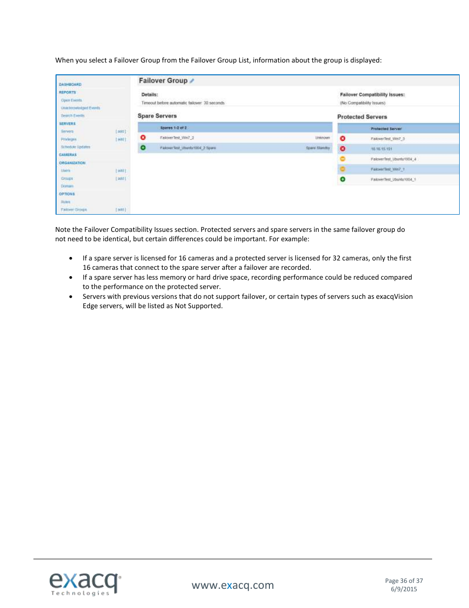 Exacq Enterprise System Manager User Manual User Manual | Page 36 / 37
