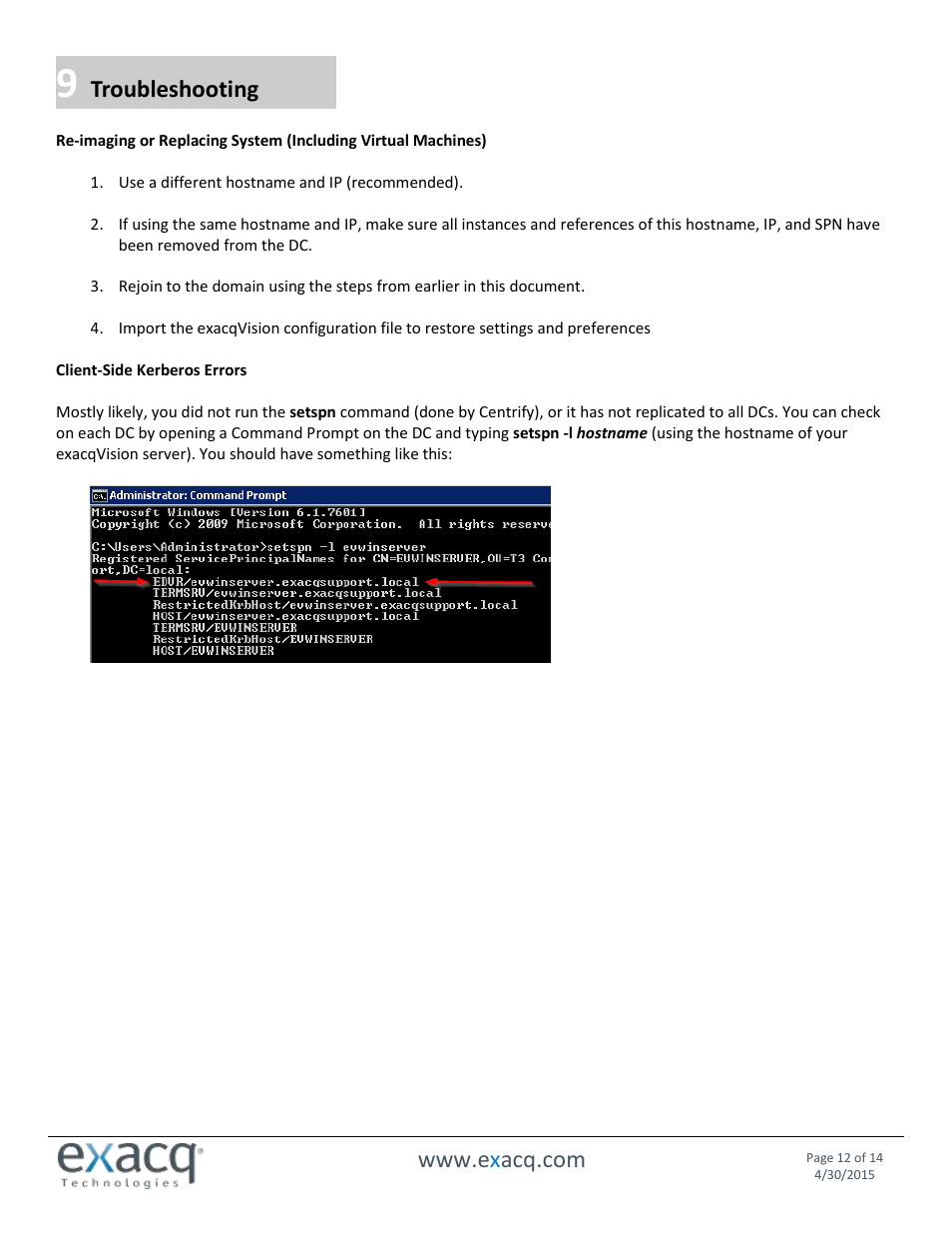 Troubleshooting | Exacq exacqVision Server/Client OS: Linux Active Directory User Manual User Manual | Page 12 / 14