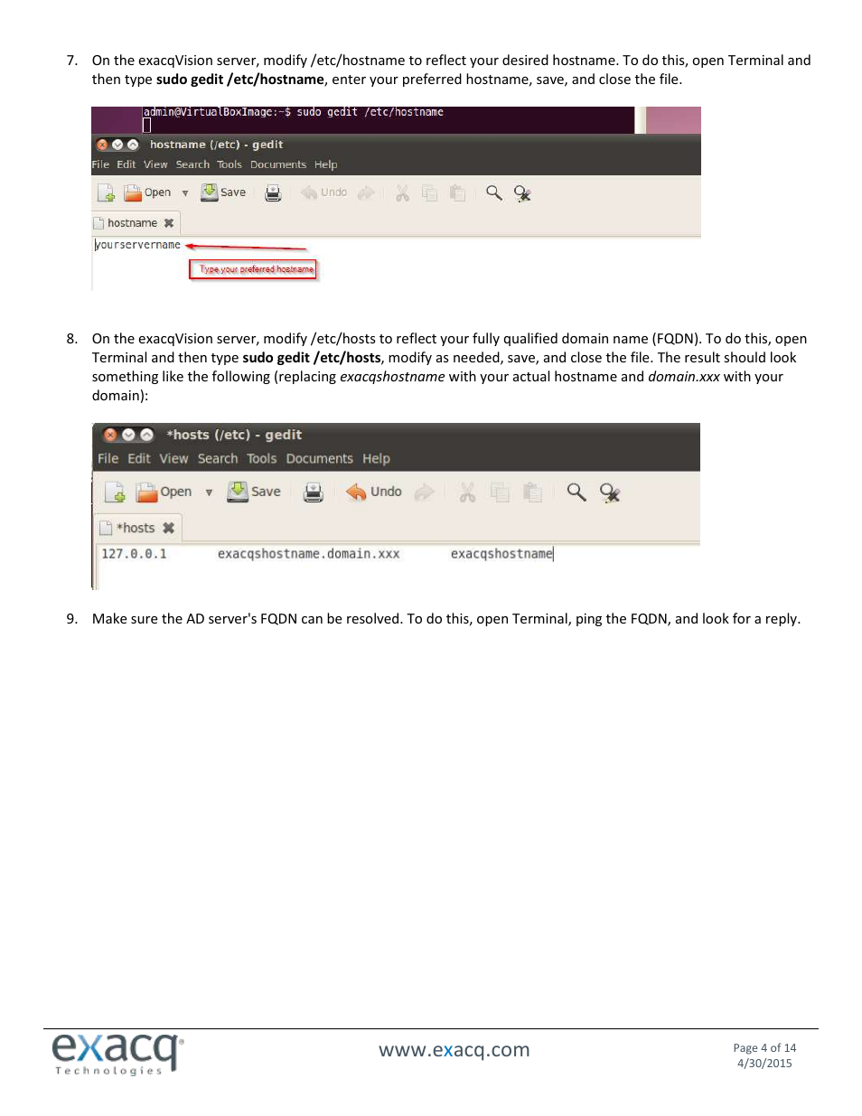 Exacq exacqVision Server/Client OS: Linux Active Directory User Manual User Manual | Page 4 / 14