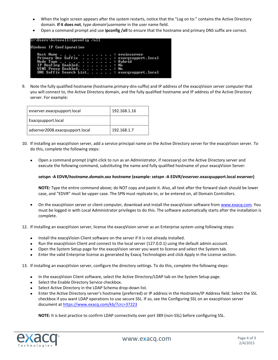 Exacq exacqVision Server/Client OS: Windows Active Directory User Manual User Manual | Page 4 / 9