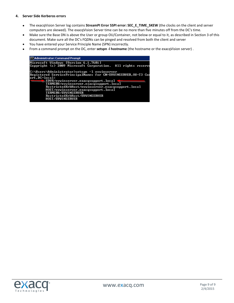 Exacq exacqVision Server/Client OS: Windows Active Directory User Manual User Manual | Page 9 / 9