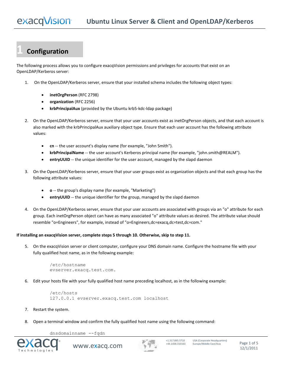 Exacq exacqVision Server/Client OS: Linux OpenLDAP User Manual User Manual | 5 pages