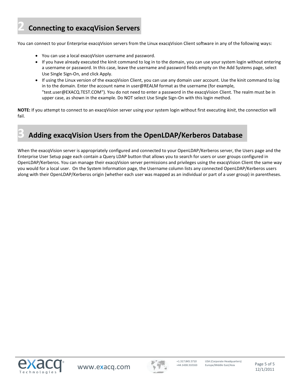 Connecting to exacqvision servers | Exacq exacqVision Server/Client OS: Linux OpenLDAP User Manual User Manual | Page 5 / 5