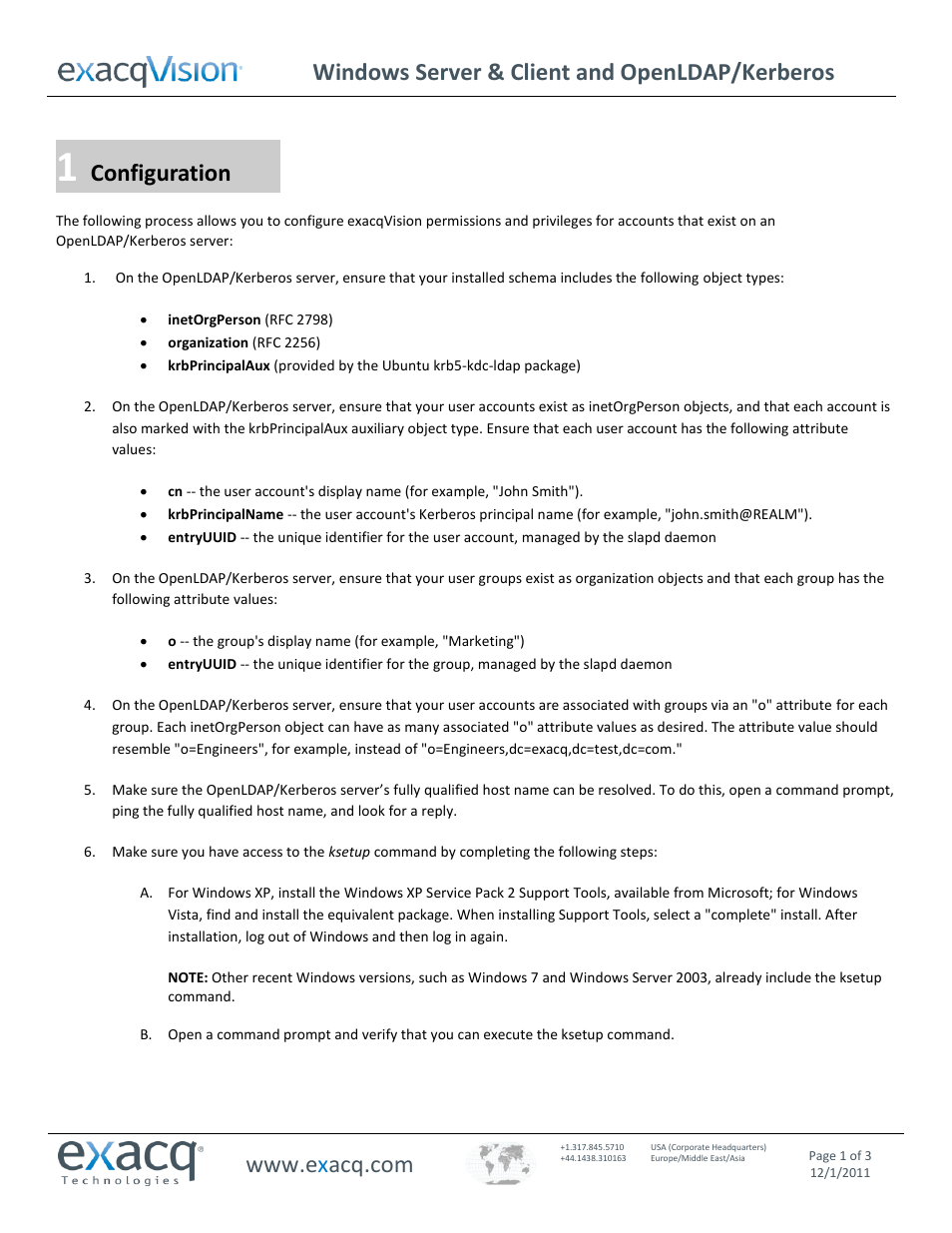 Exacq exacqVision Server/Client OS: Windows OpenLDAP User Manual User Manual | 3 pages