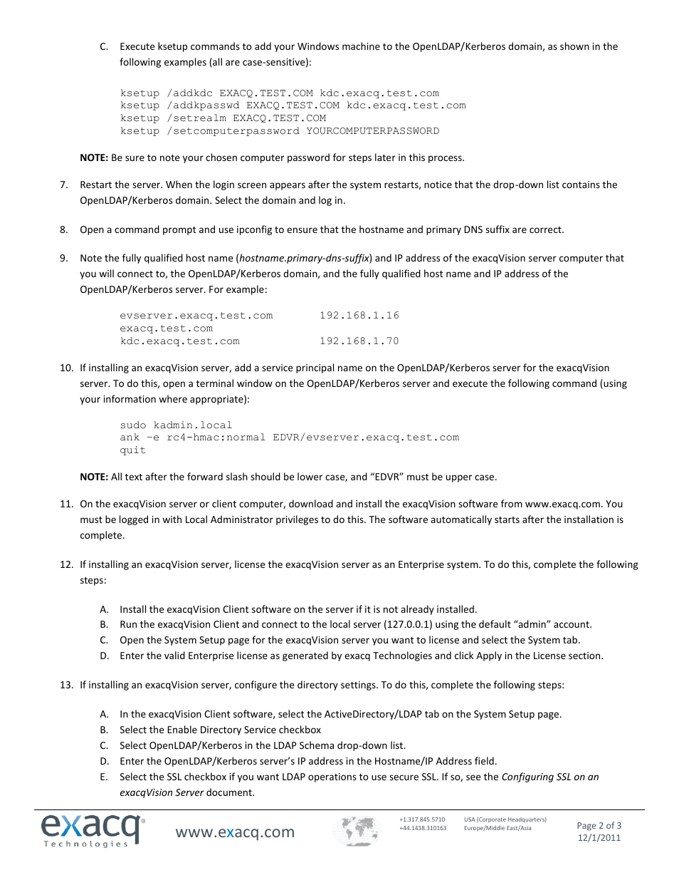 Exacq exacqVision Server/Client OS: Windows OpenLDAP User Manual User Manual | Page 2 / 3