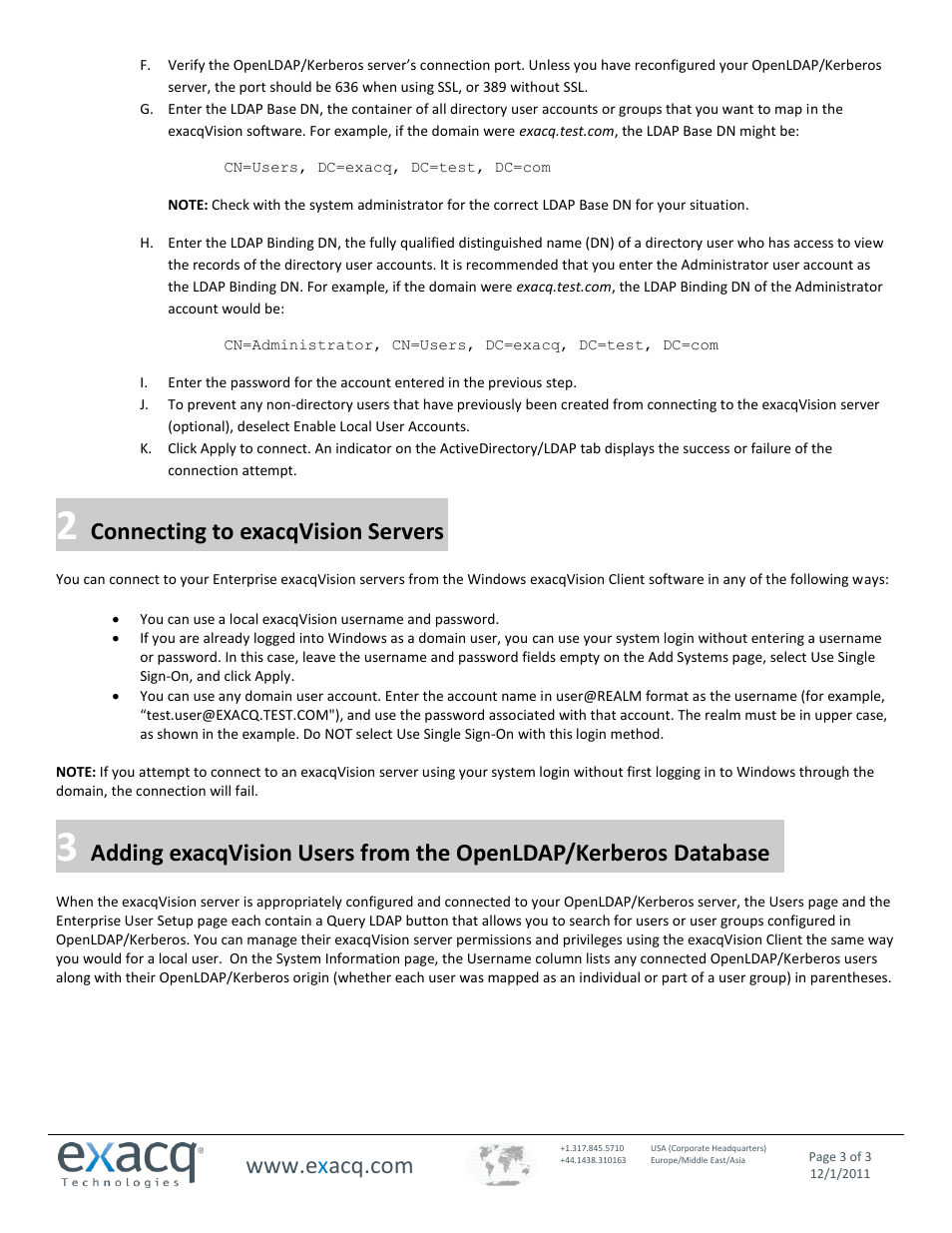 Connecting to exacqvision servers | Exacq exacqVision Server/Client OS: Windows OpenLDAP User Manual User Manual | Page 3 / 3