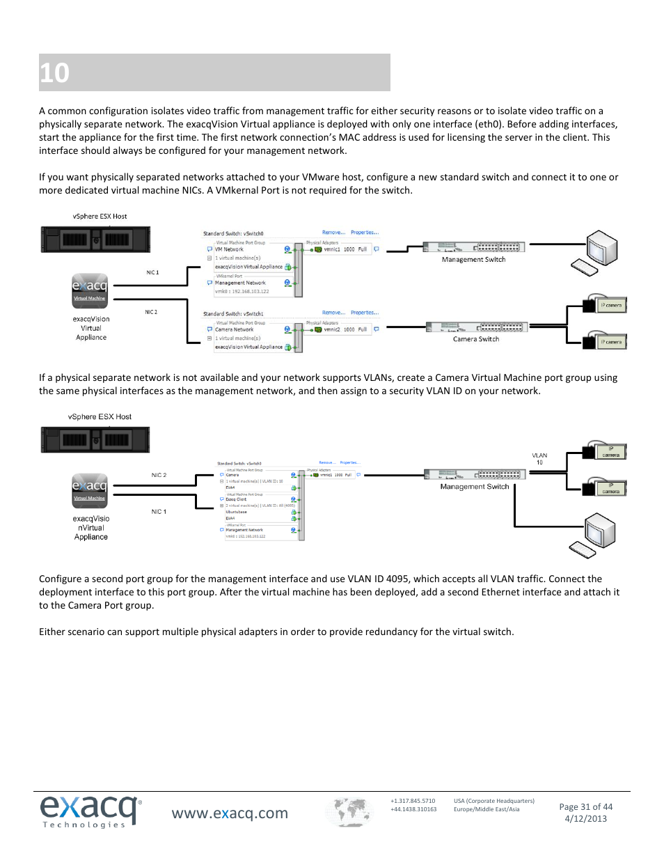10 configuring additional networking, Configuring additional networking | Exacq exacqVision Virtual User Manual User Manual | Page 31 / 44