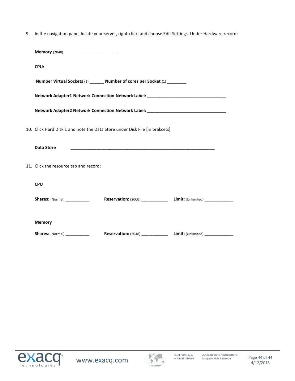 Exacq exacqVision Virtual User Manual User Manual | Page 44 / 44