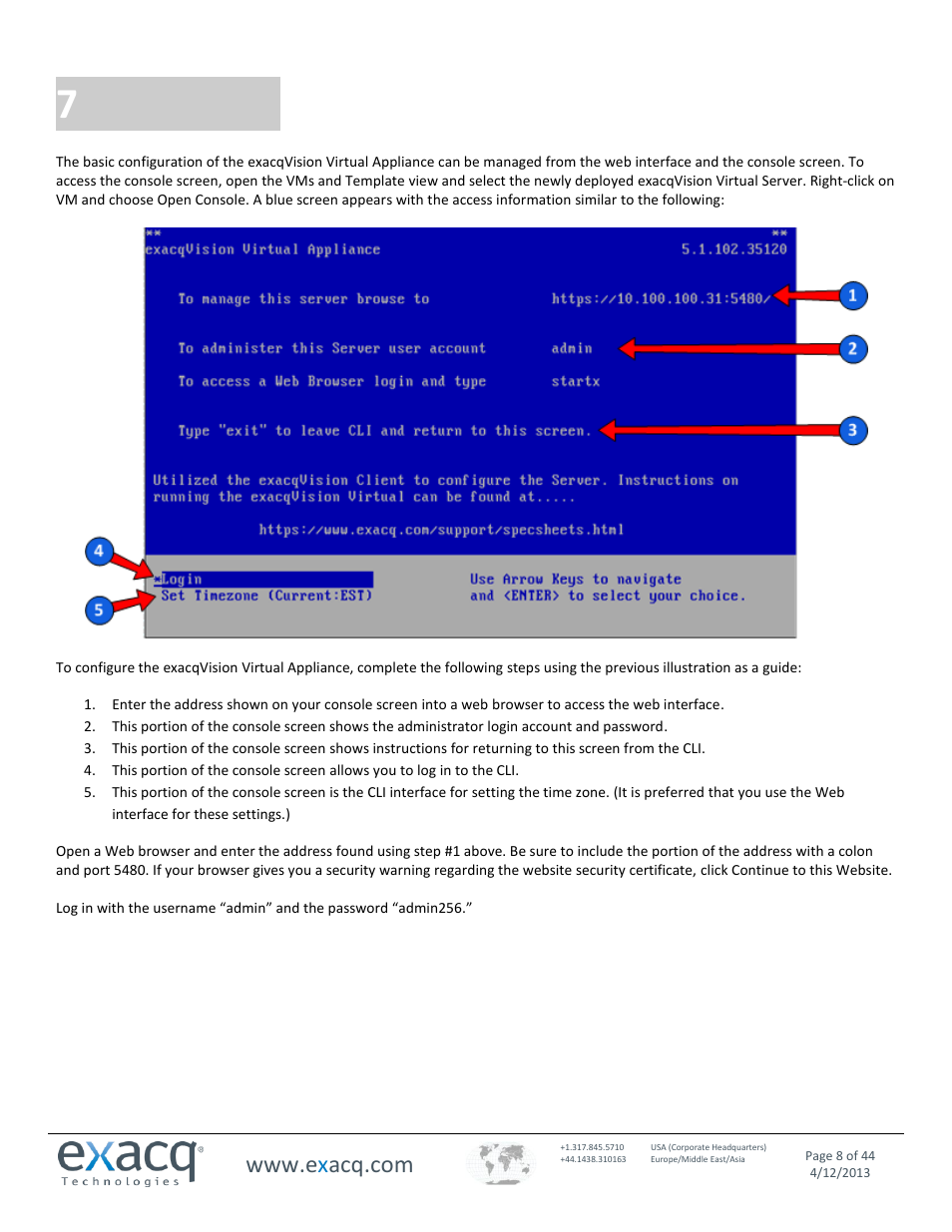 7 configuration, Configuration | Exacq exacqVision Virtual User Manual User Manual | Page 8 / 44