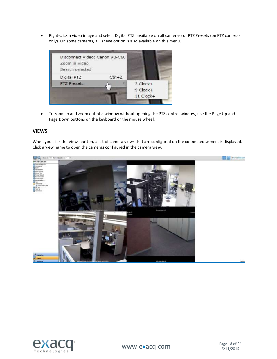 Views | Exacq exacqVision Web Service User Manual User Manual | Page 18 / 24