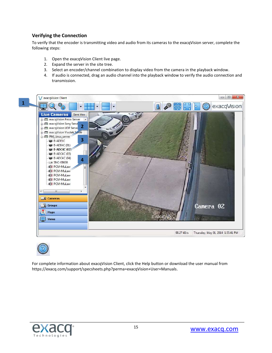 Verifying the connection | Exacq exacqVision E-Series User Manual User Manual | Page 15 / 69