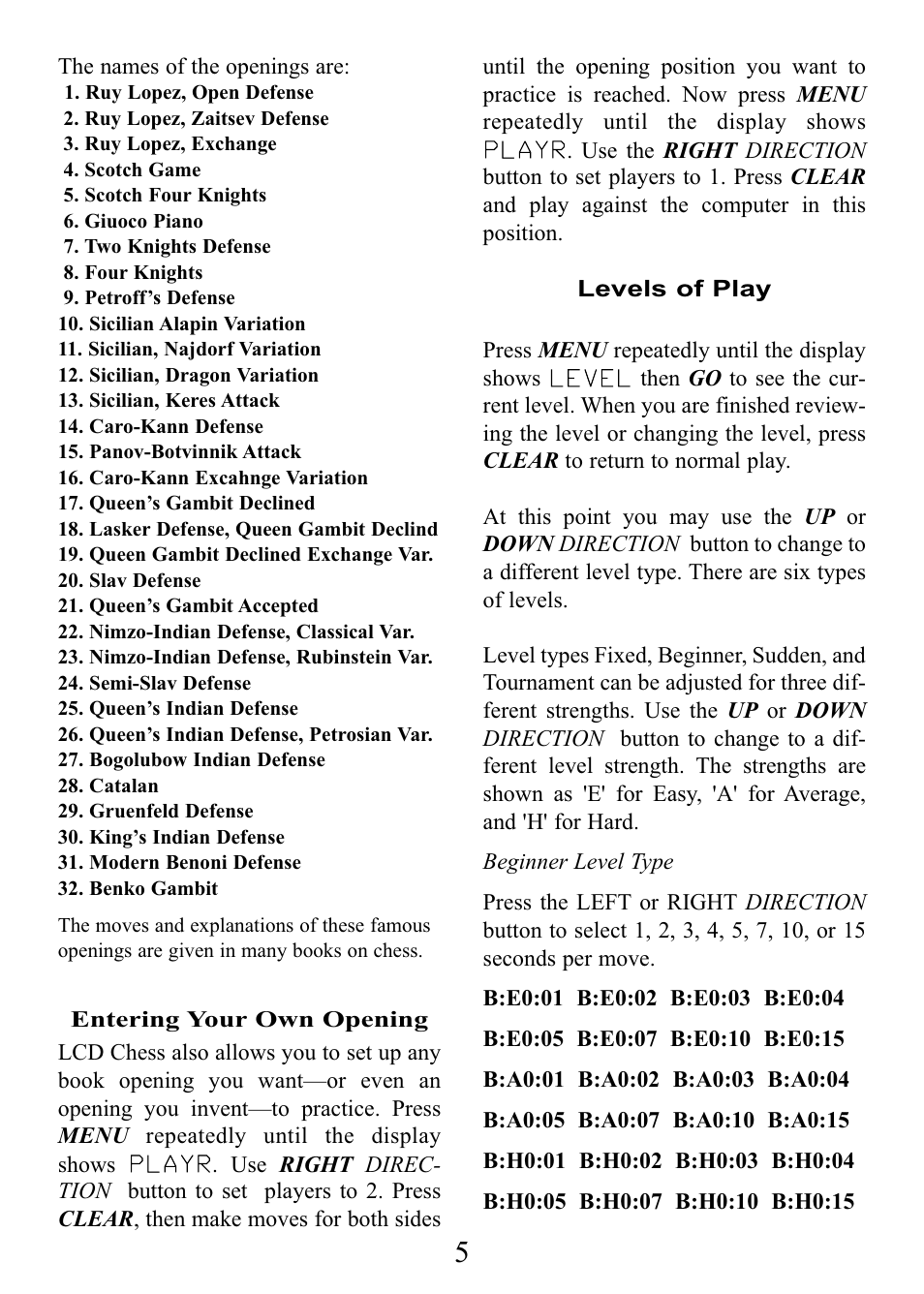 EXCALIBUR 375X LCD Chess Express User Manual | Page 5 / 12