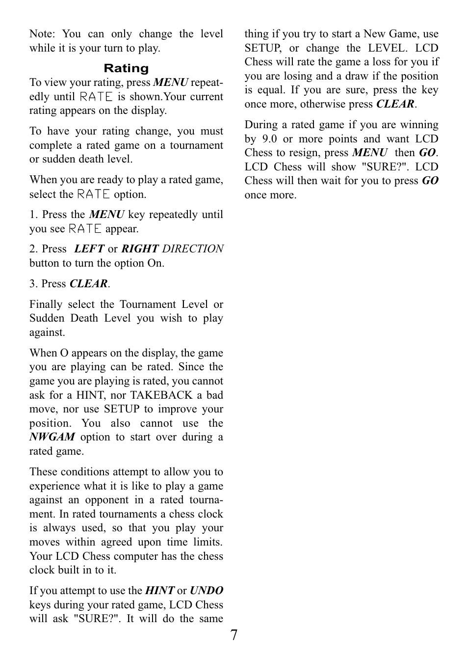 EXCALIBUR 375X LCD Chess Express User Manual | Page 7 / 12