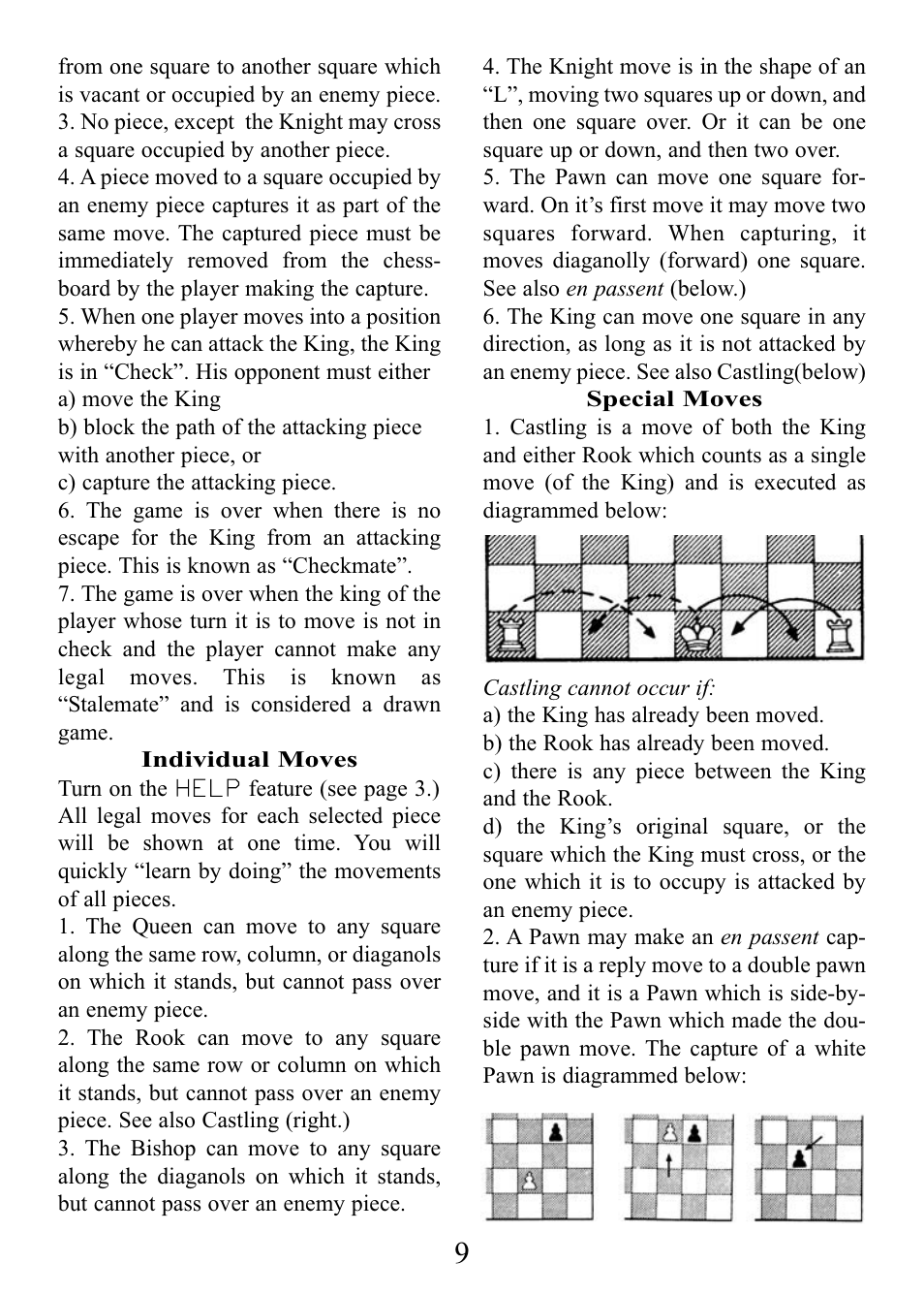 EXCALIBUR 375X LCD Chess Express User Manual | Page 9 / 12