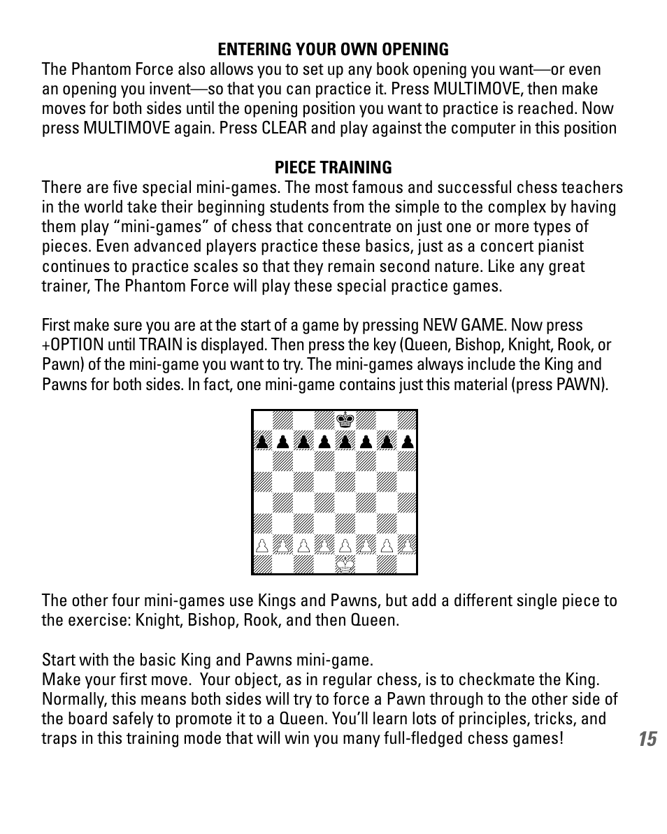 EXCALIBUR 740D Phantom Force Electronic Chess Set User Manual | Page 15 / 24