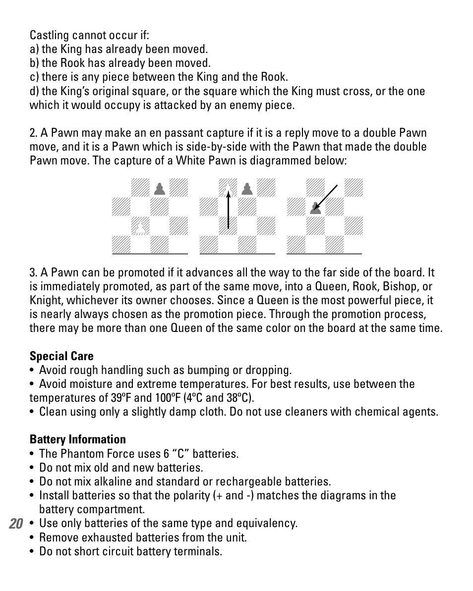 EXCALIBUR 740D Phantom Force Electronic Chess Set User Manual | Page 20 / 24