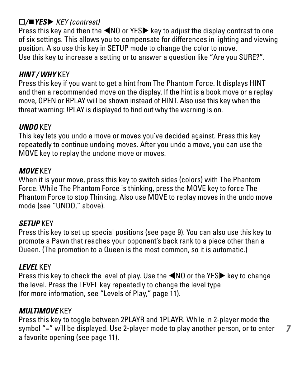 EXCALIBUR 740D Phantom Force Electronic Chess Set User Manual | Page 7 / 24