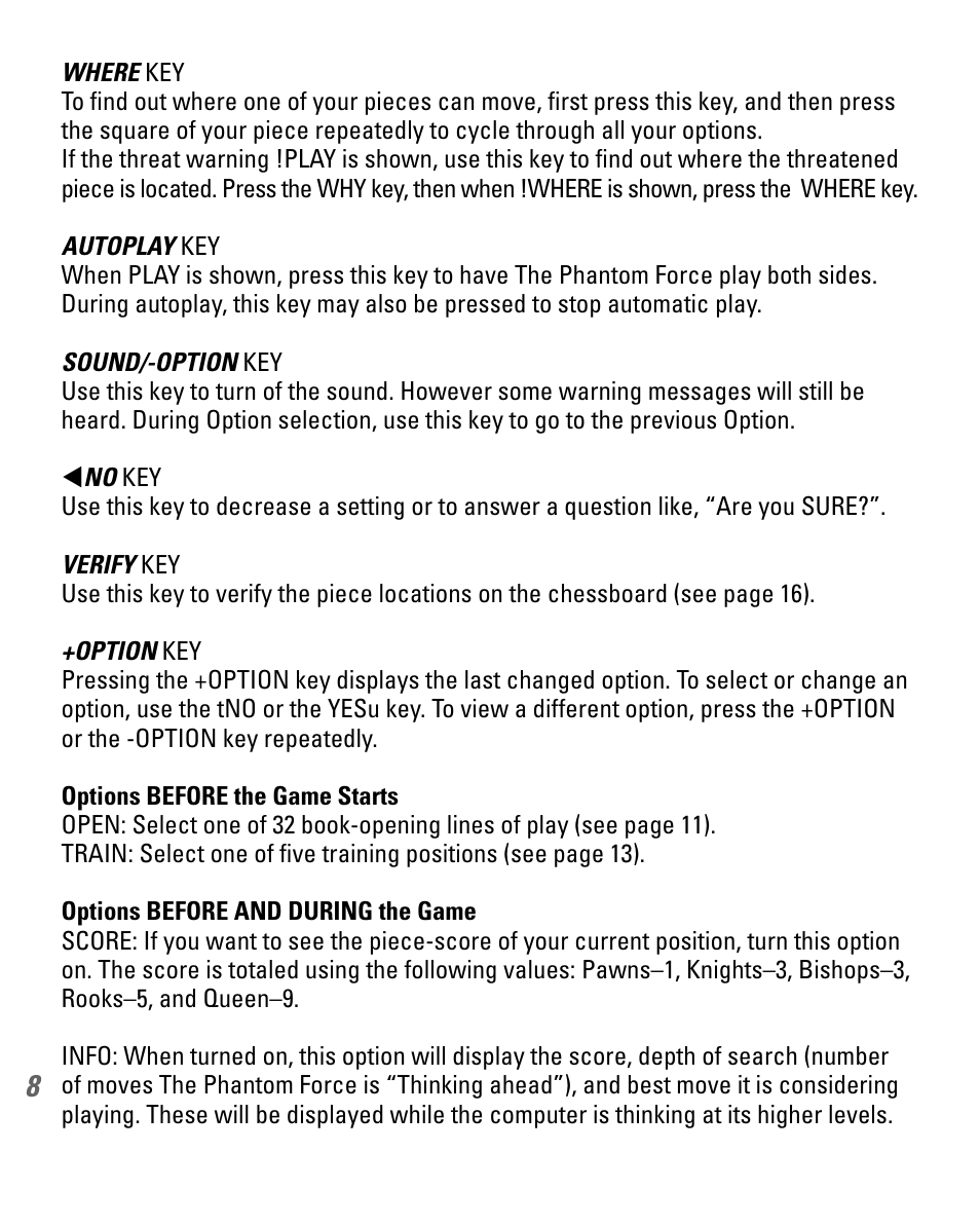 EXCALIBUR 740D Phantom Force Electronic Chess Set User Manual | Page 8 / 24