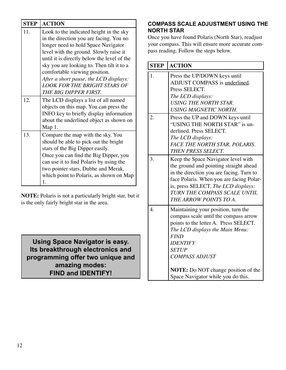 EXCALIBUR 765 Space Navigator User Manual | Page 12 / 20