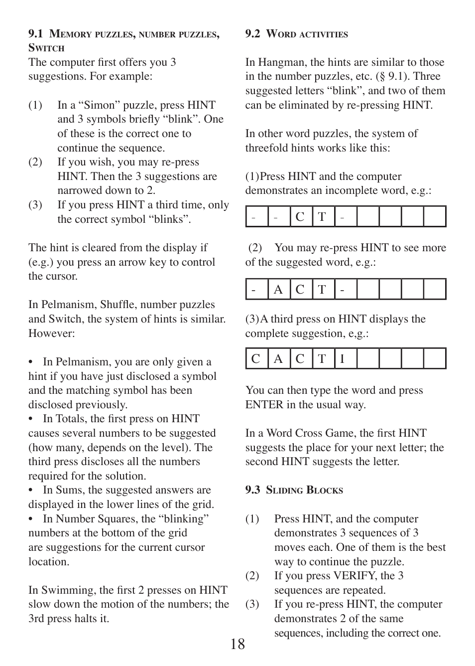 A c t | EXCALIBUR E108 Einstein Brain Station User Manual | Page 18 / 24