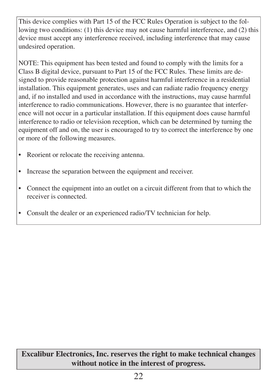 EXCALIBUR E108 Einstein Brain Station User Manual | Page 22 / 24