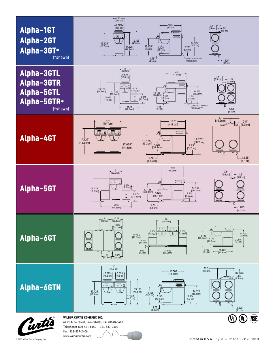 Alpha-1gt alpha-2gt alpha-3gt, Alpha-3gtl alpha-3gtr alpha-5gtl alpha-5gtr, Alpha-5gt alpha-4gt alpha-6gt alpha-6gtn | Shown) | Curtis ALPHA 5GTR/L User Manual | Page 4 / 4