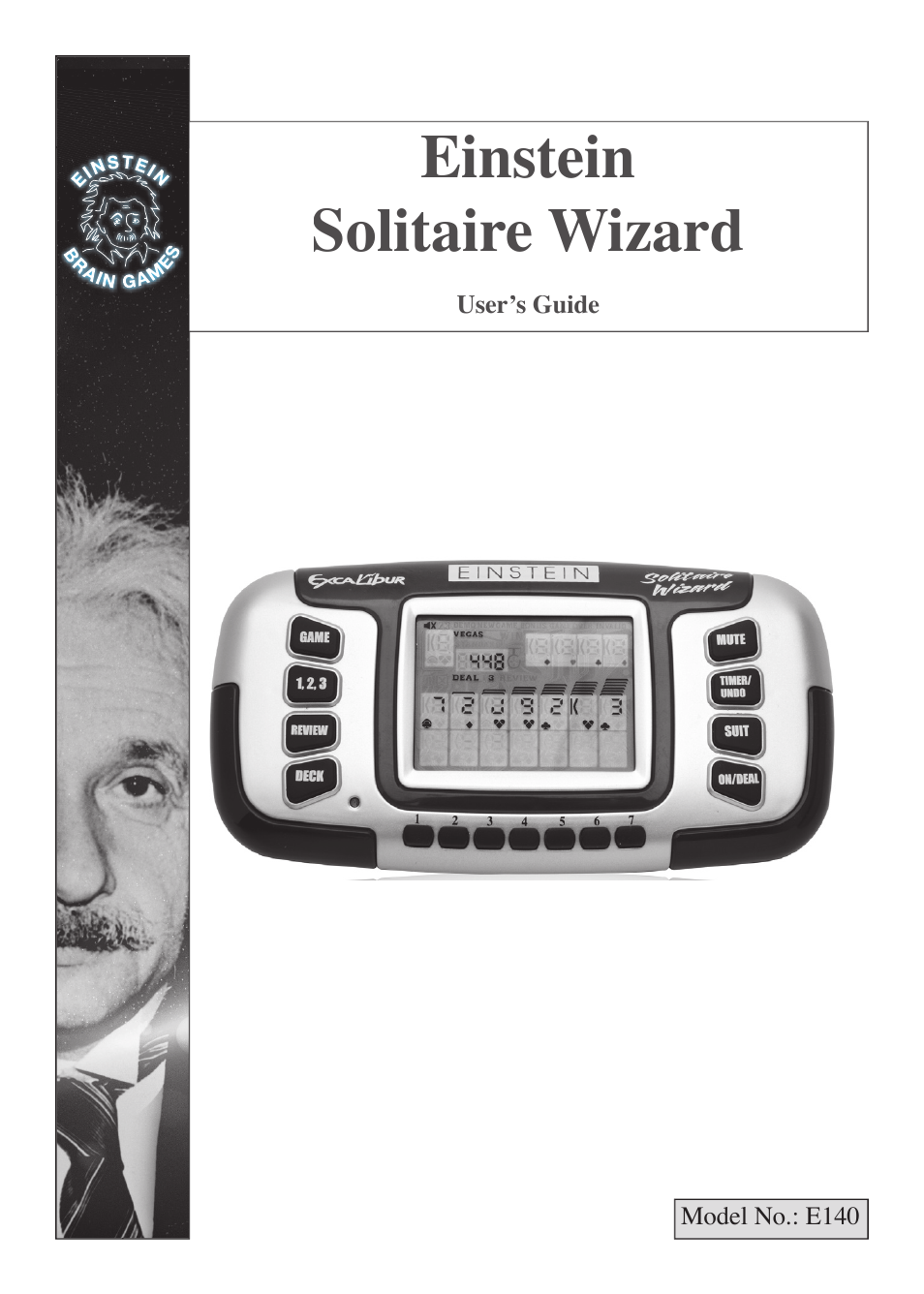 EXCALIBUR E140 Einstein Solitaire Wizard User Manual | 8 pages