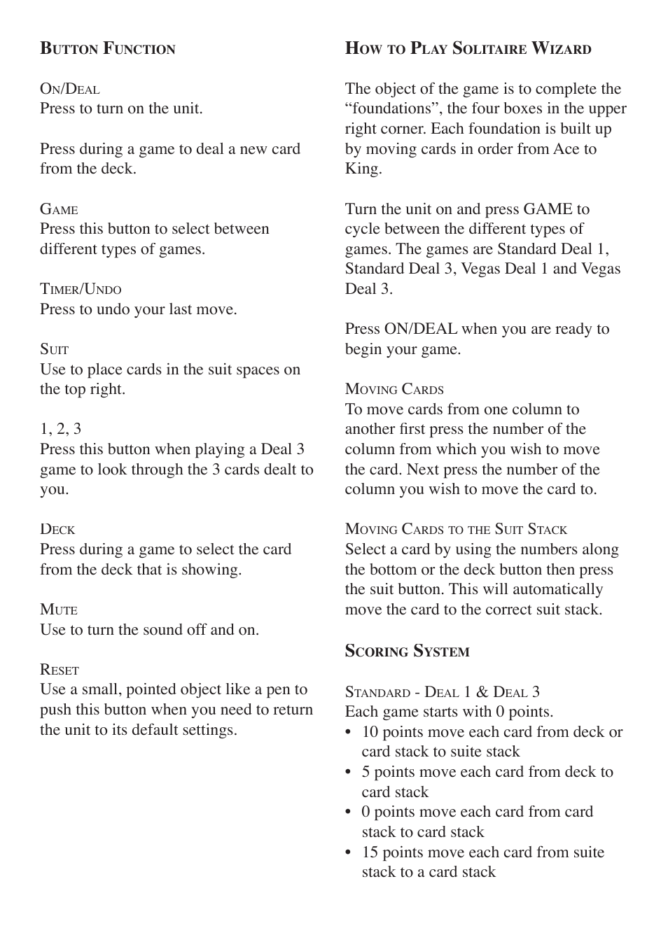EXCALIBUR E140 Einstein Solitaire Wizard User Manual | Page 3 / 8
