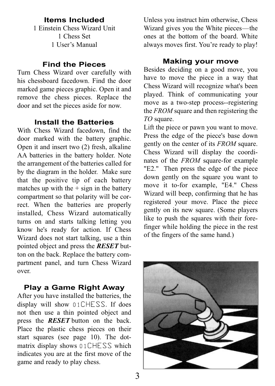 EXCALIBUR E174 Einstein Chess Wizard Tabletop User Manual | Page 3 / 16