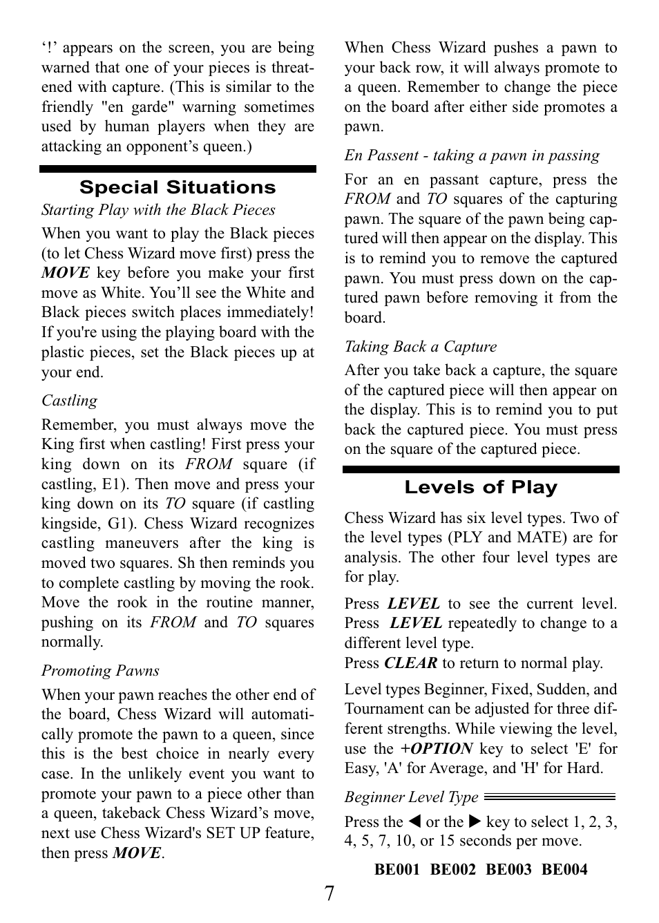 EXCALIBUR E174 Einstein Chess Wizard Tabletop User Manual | Page 7 / 16