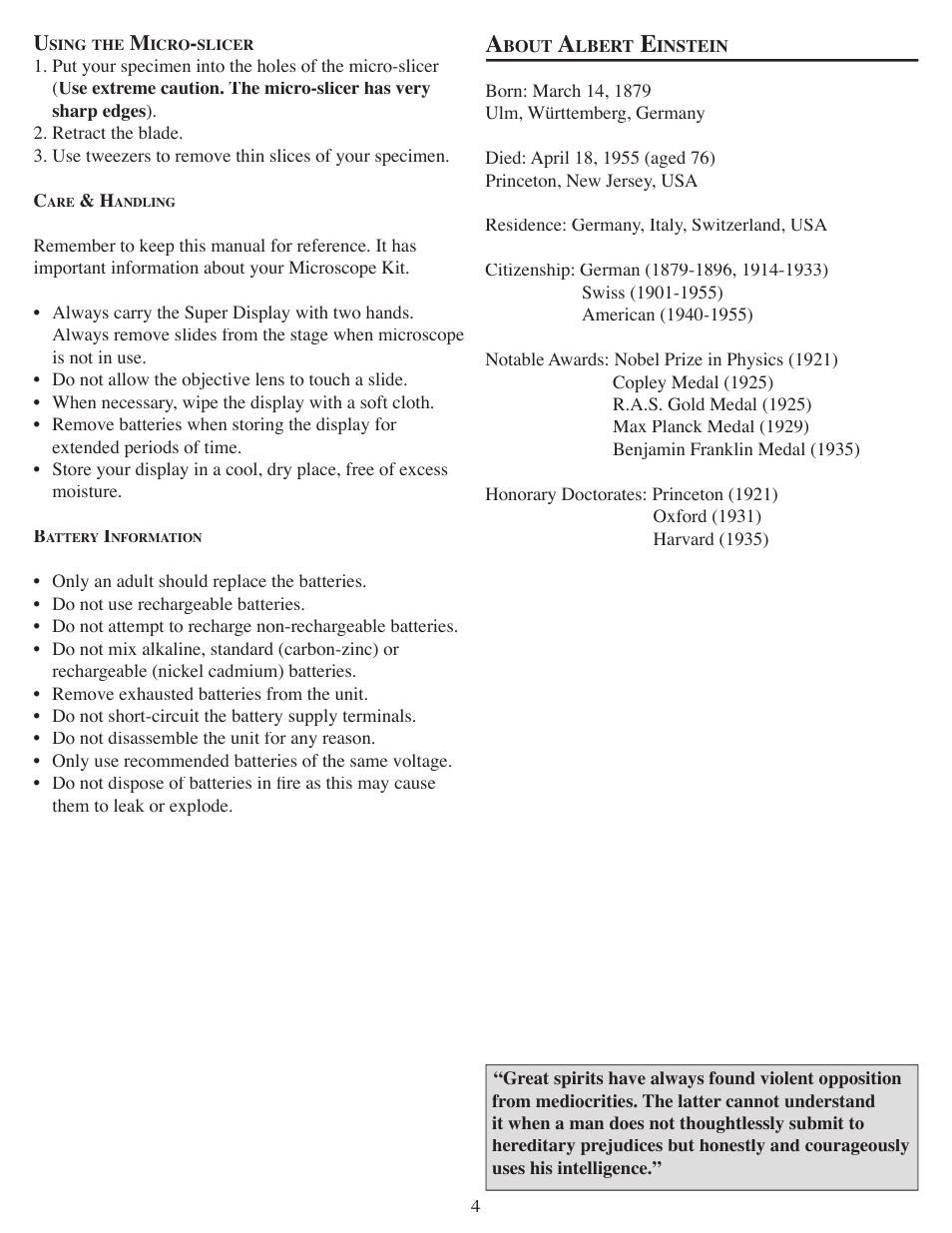 EXCALIBUR ET412 Einstein Mega Screen Microscope User Manual | Page 4 / 8