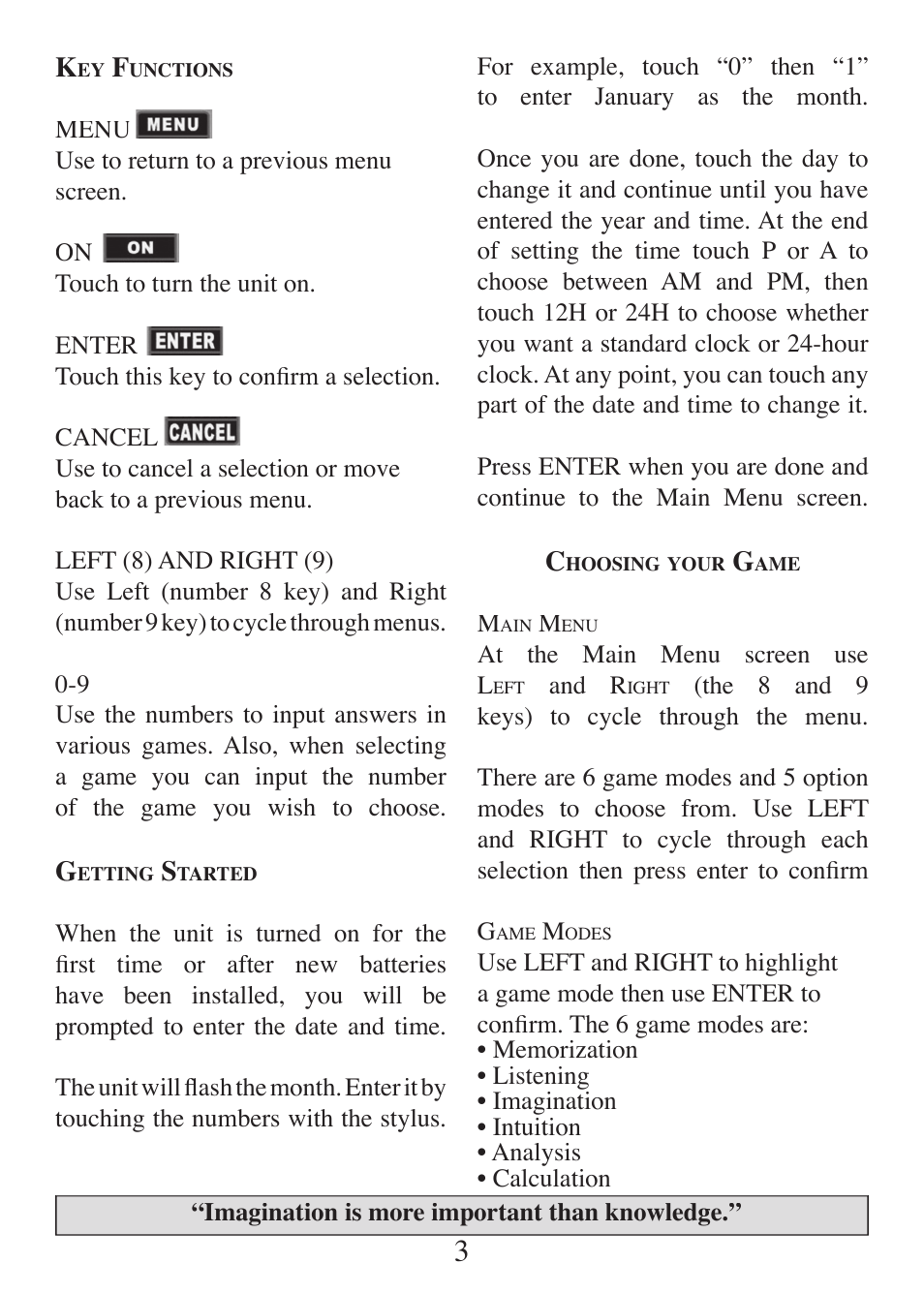 EXCALIBUR ET460 Einstein Mind Trainer User Manual | Page 3 / 12